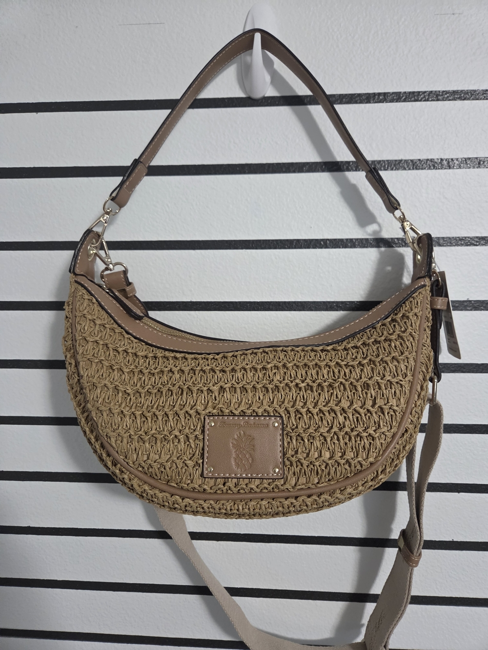 Tommy Bahama Raffia Hobo Bag, Tan, One Size Women's Crescent Handbag